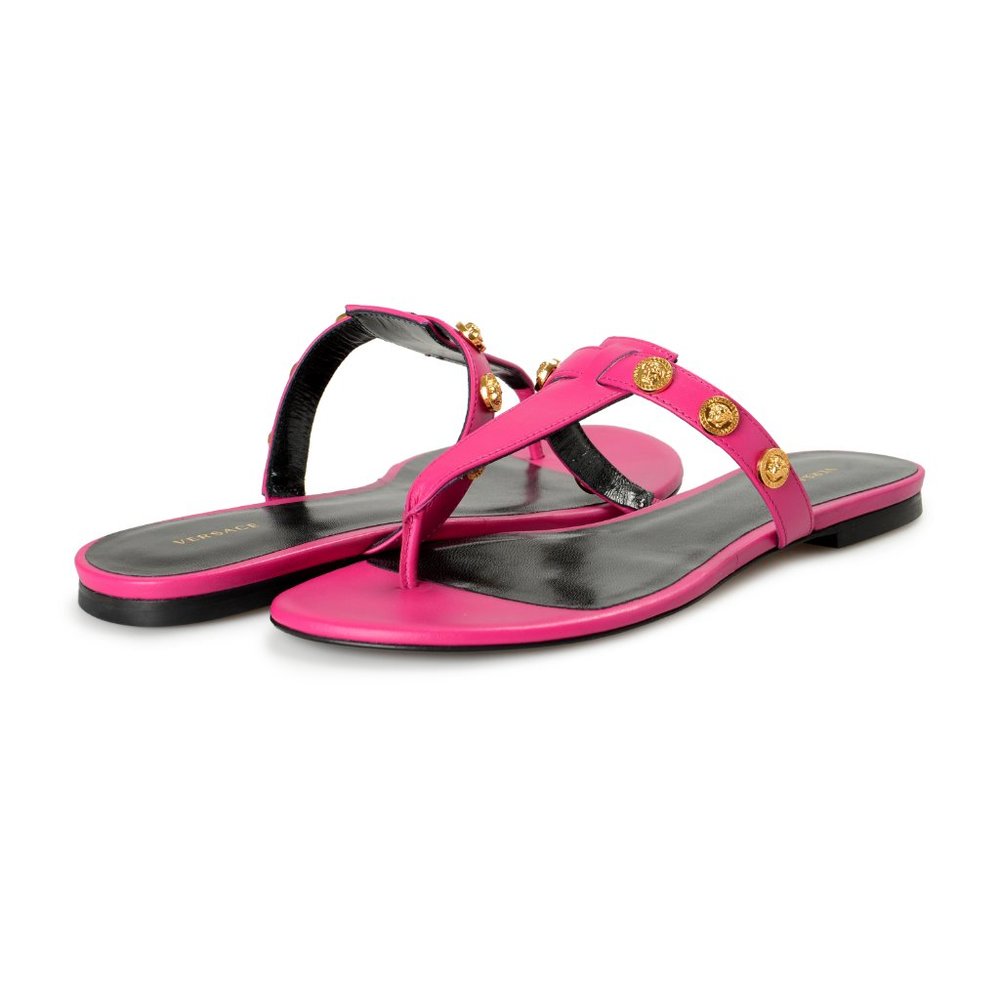 Versace Women's Orchid Metal Medusa Studs Sandals Flip Flop Shoes - Picture 8 of 8